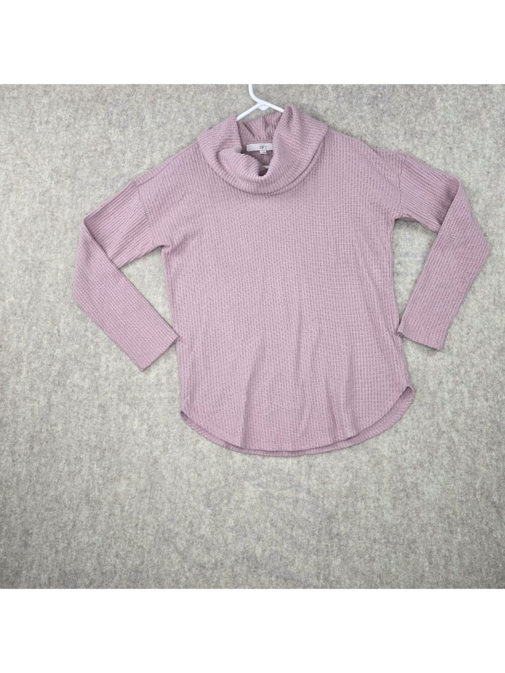 Loft Women's Cowl Neck Waffle Knit Long Sleeve Sweater Pink Size S Polyester